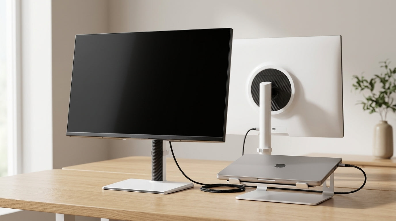USB-C single-cable 4K 160 Hz monitor setup with laptop