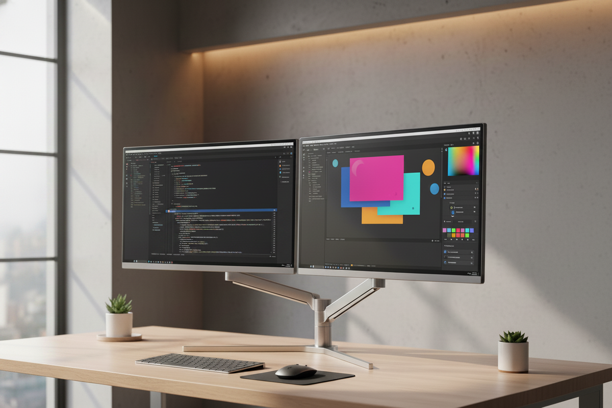 The Ultimate Dual Monitor Workspace for Coding and Graphic Design
