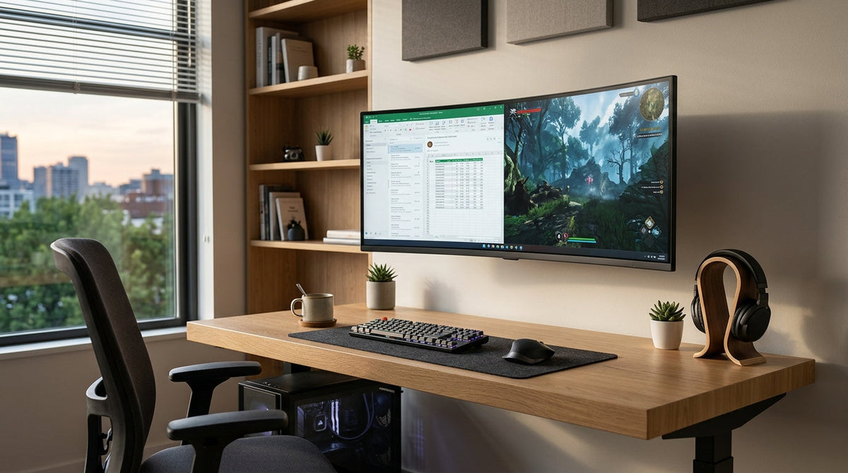 Single Monitor Setup for Work and Gaming Balance cover