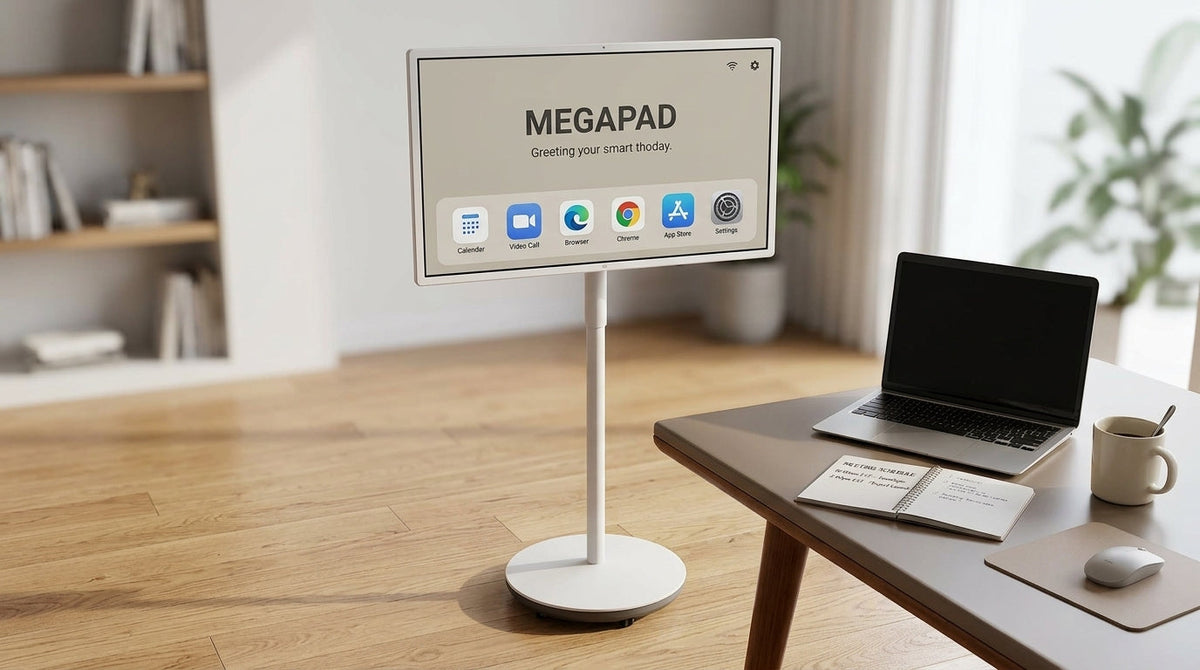 Portable smart display on wheels in a hybrid home office setup
