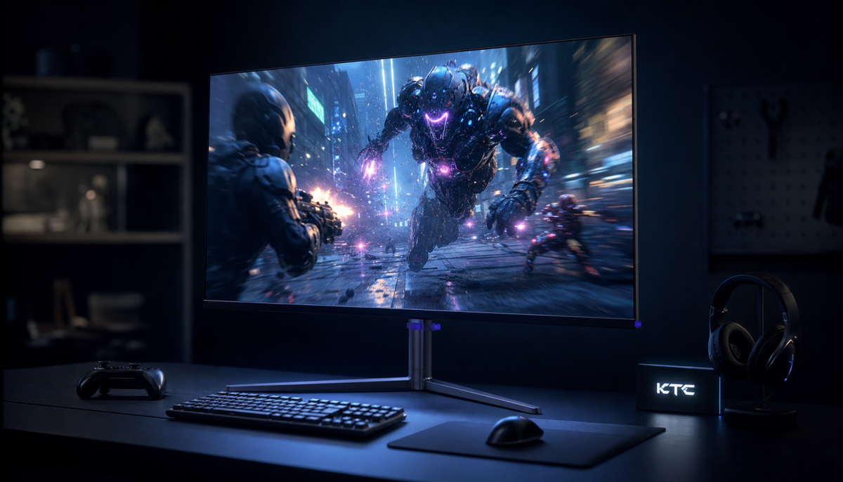 Gaming monitor displaying a smooth, tear-free game scene with Adaptive Sync enabled