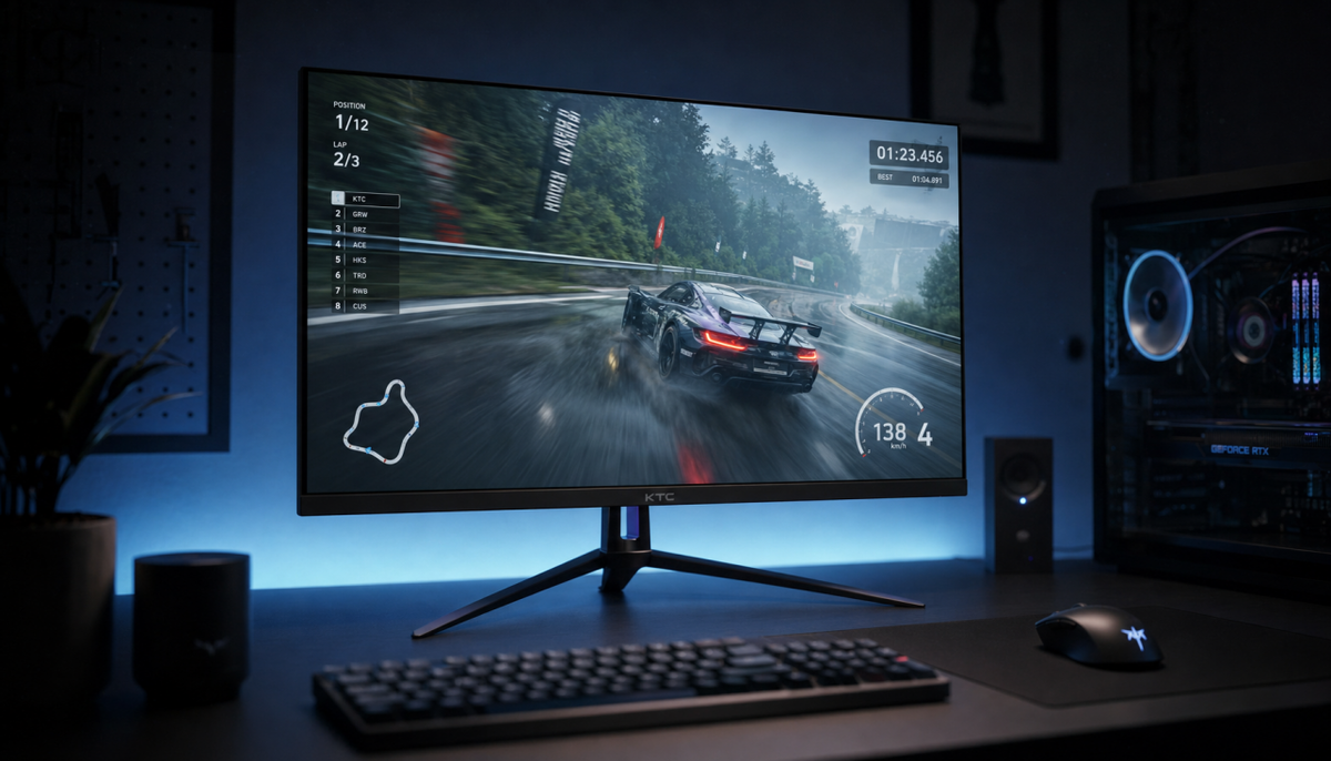 Gaming monitor displaying smooth, tear-free motion with Adaptive Sync enabled
