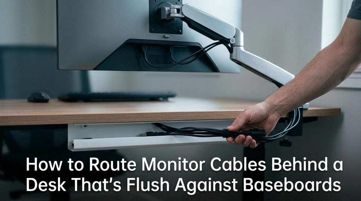 How to Route Monitor Cables Behind a Desk That’s Flush Against Baseboards
