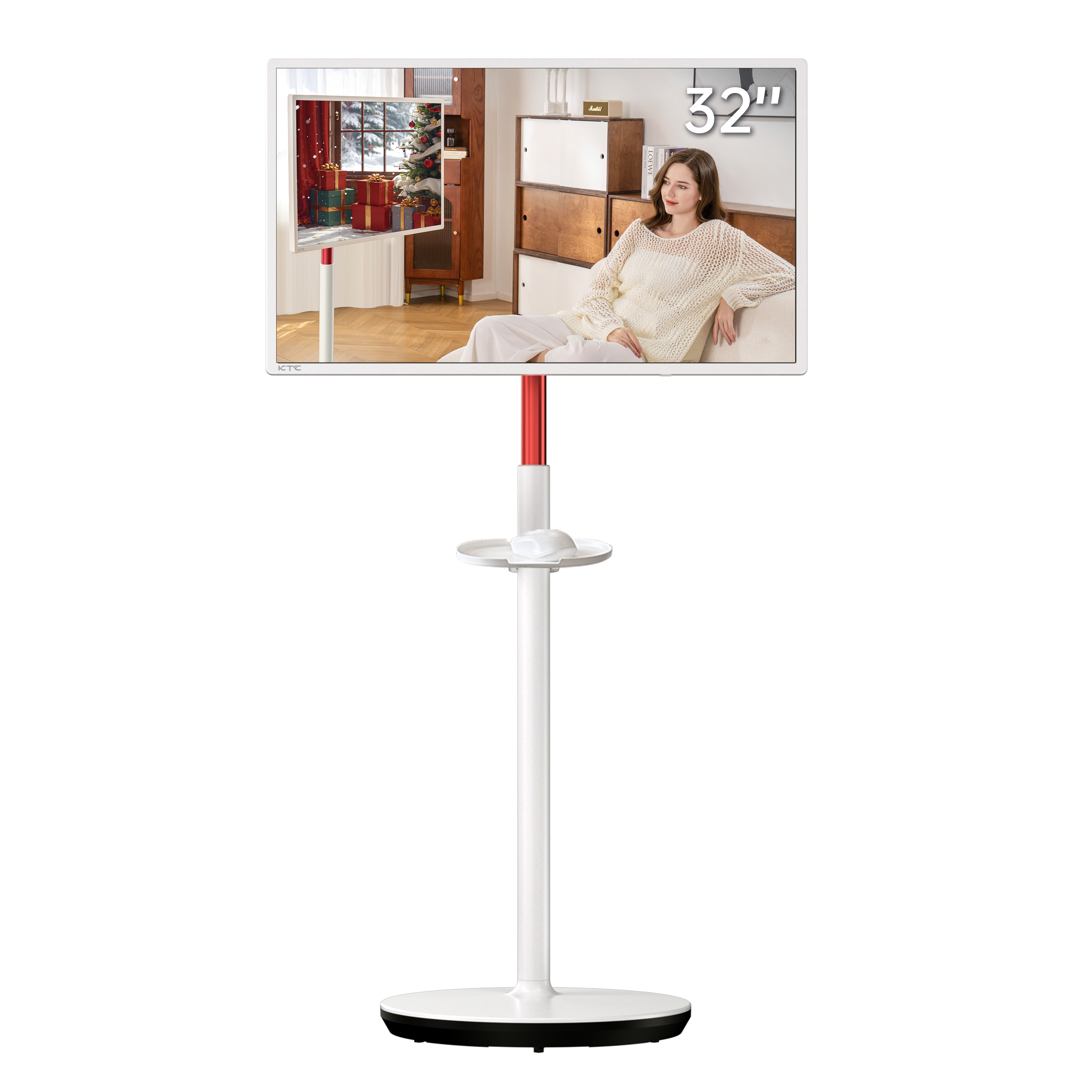 KTC 32" 4K Touchscreen Monitor, white stand, ideal for home office or entertainment, Google EDLA certified