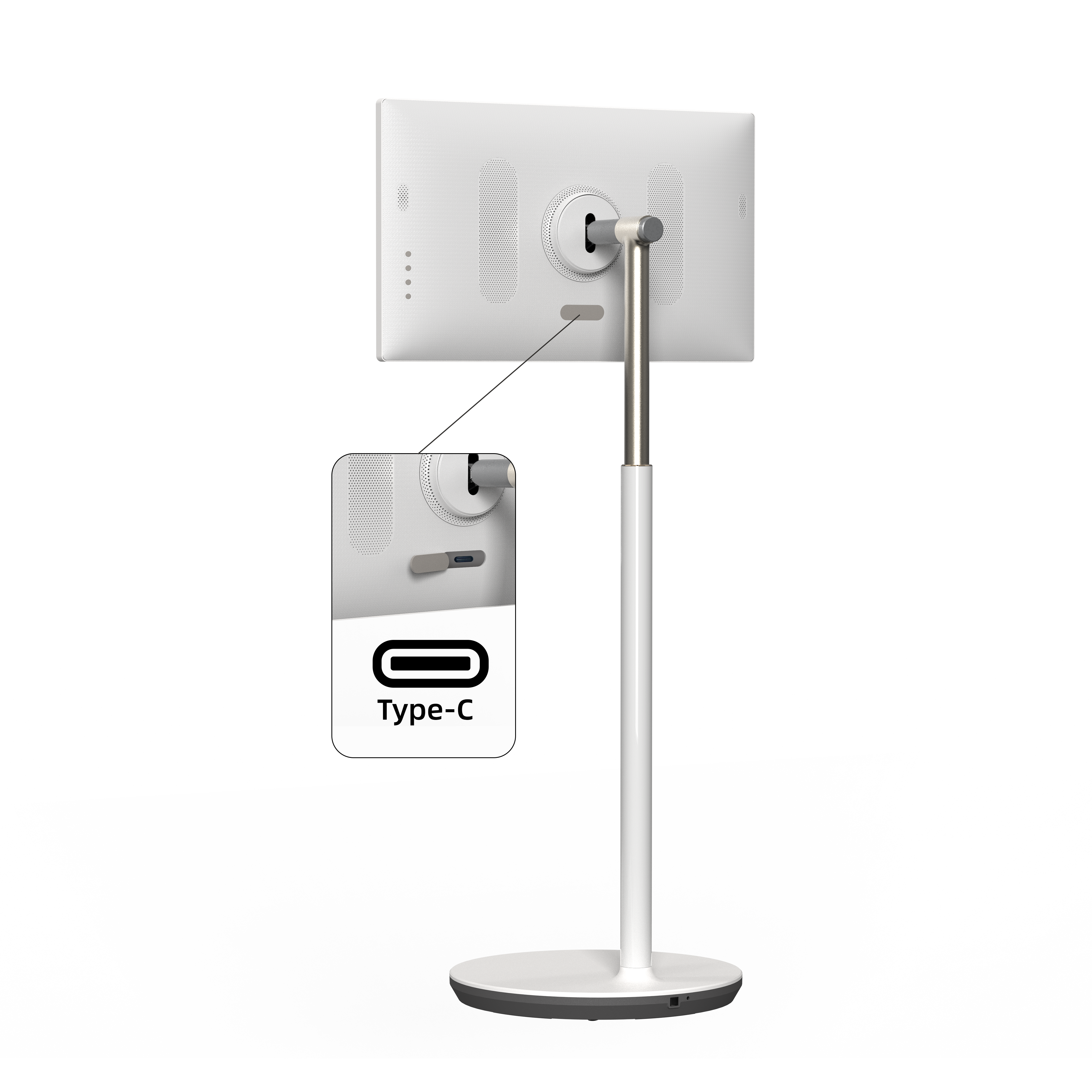 KTC 27-inch touchscreen monitor back view, Type-C port, ideal for home and travel