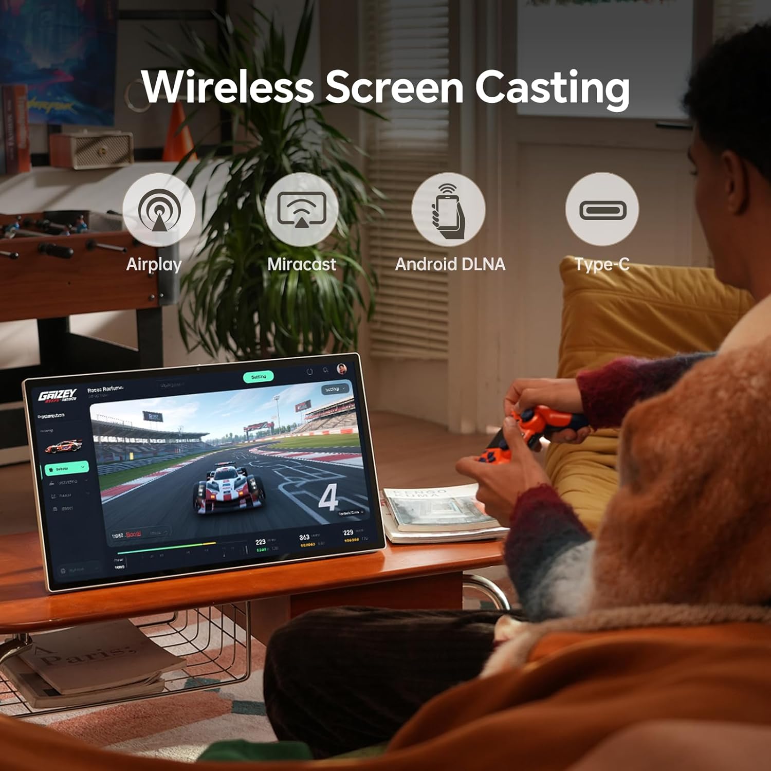 KTC’s 25" portable monitor with wireless connectivity is perfect for anyone who enjoys racing games.