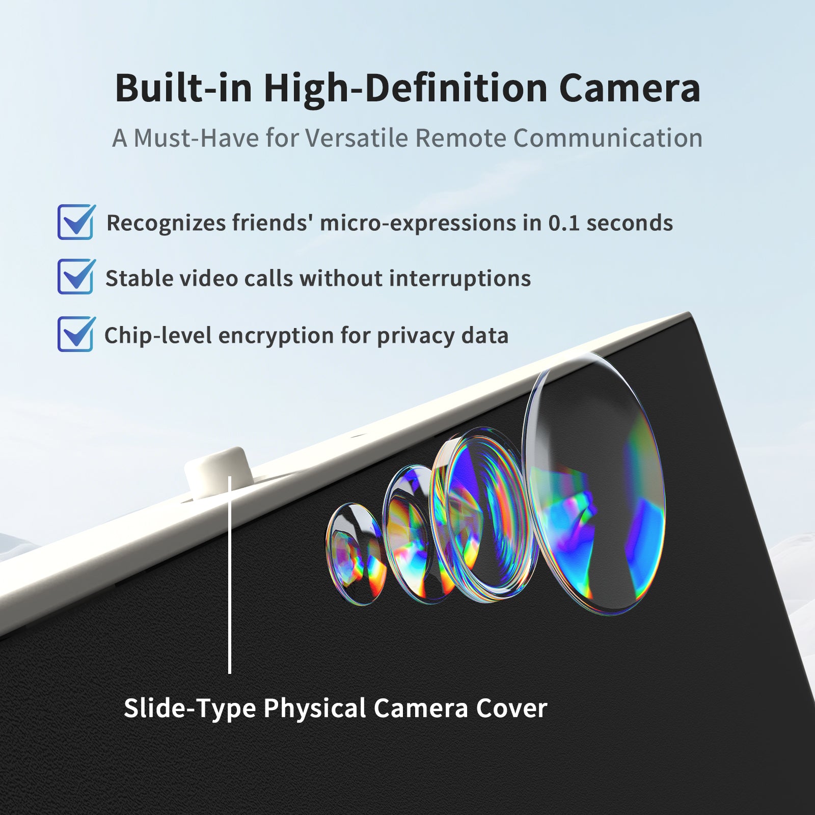 KTC 25" Portable Touch Screen Monitor with Built-in Camera and Privacy Cover