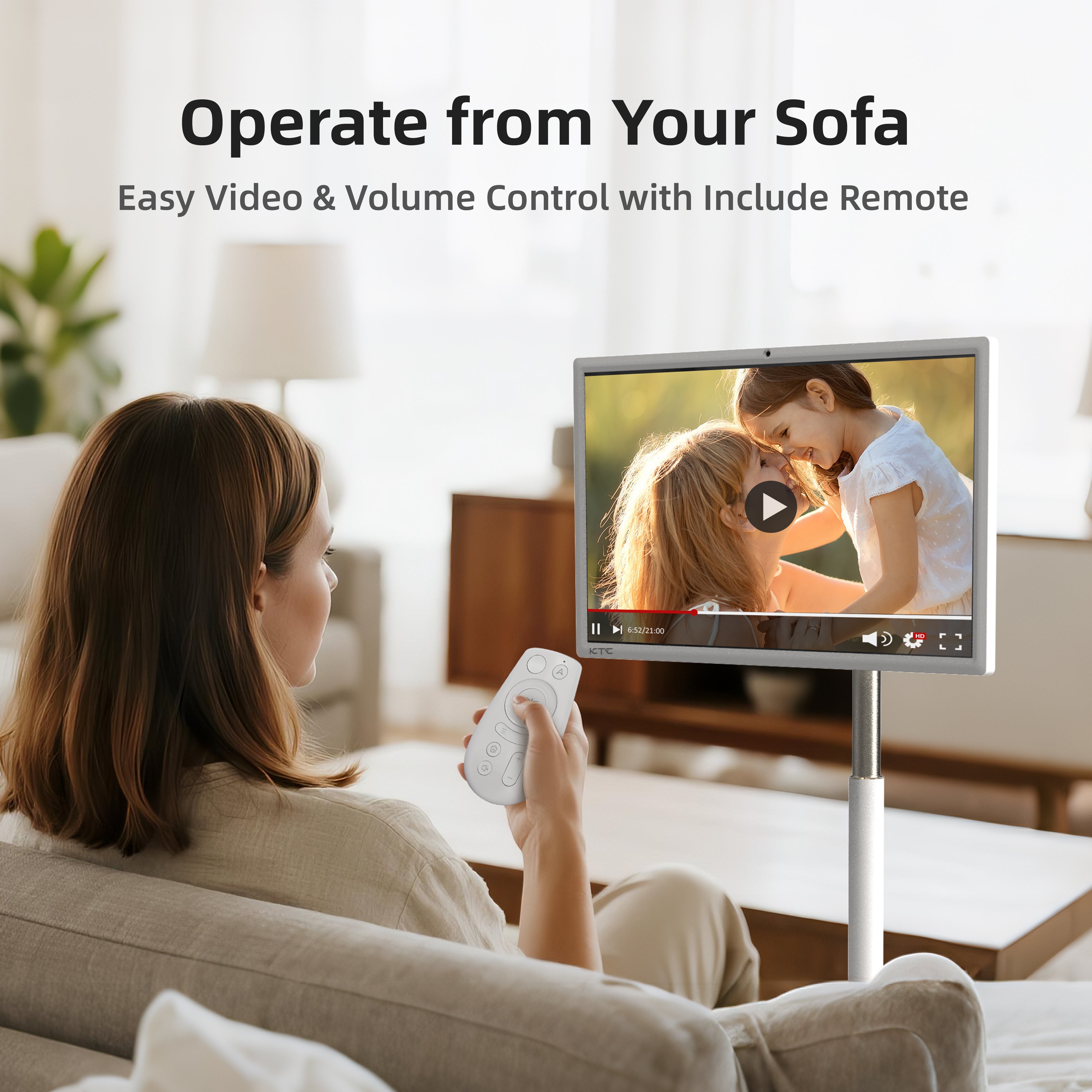 KTC 27" Touchscreen Monitor with Remote Control, Easy Video & Volume Control, ideal for home use