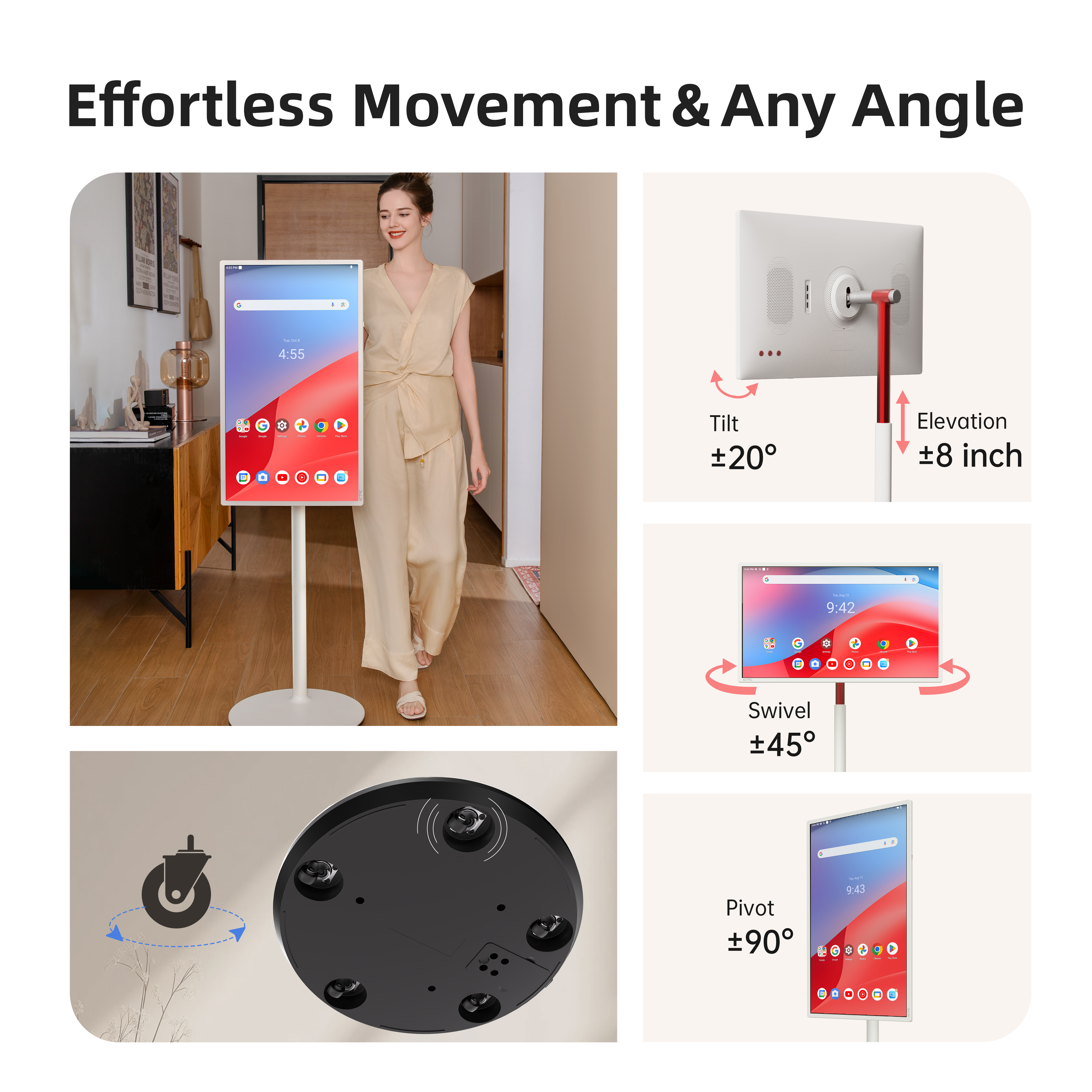 KTC 32" 4K Touchscreen Monitor - Adjustable Stand with Tilt, Swivel, Pivot, and Elevation for Home Office