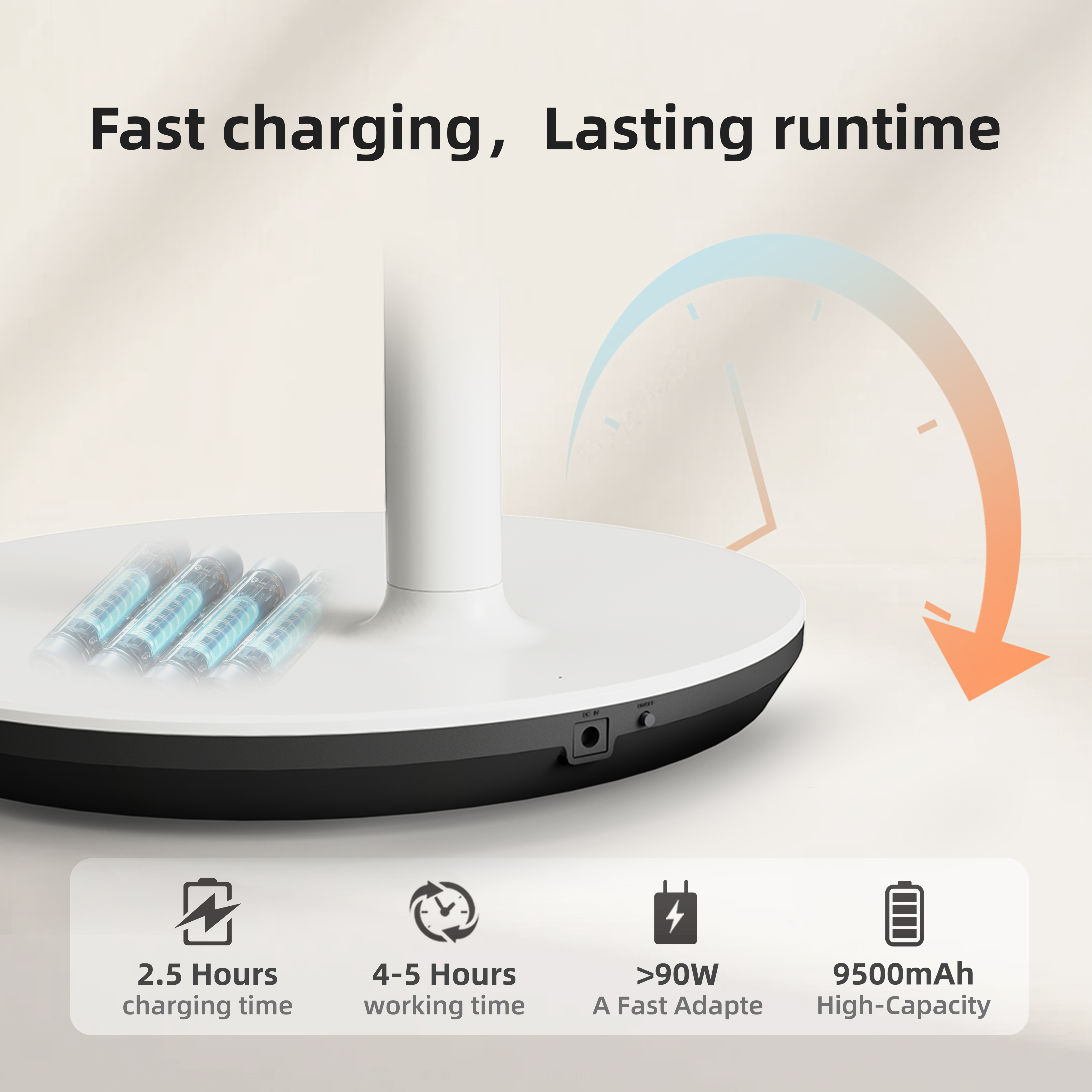 KTC 4K Touchscreen Monitor - Fast charging with 2.5-hour time and lasting runtime, 9500mAh battery.