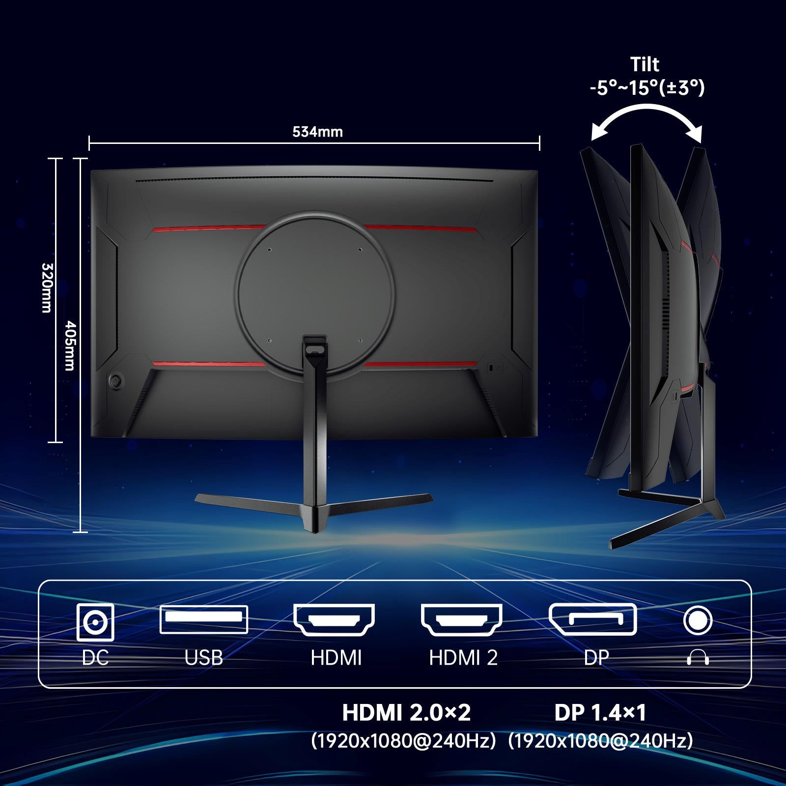 KTC 24" FHD 240Hz 1500R Curved Gaming Monitor | H24S17P