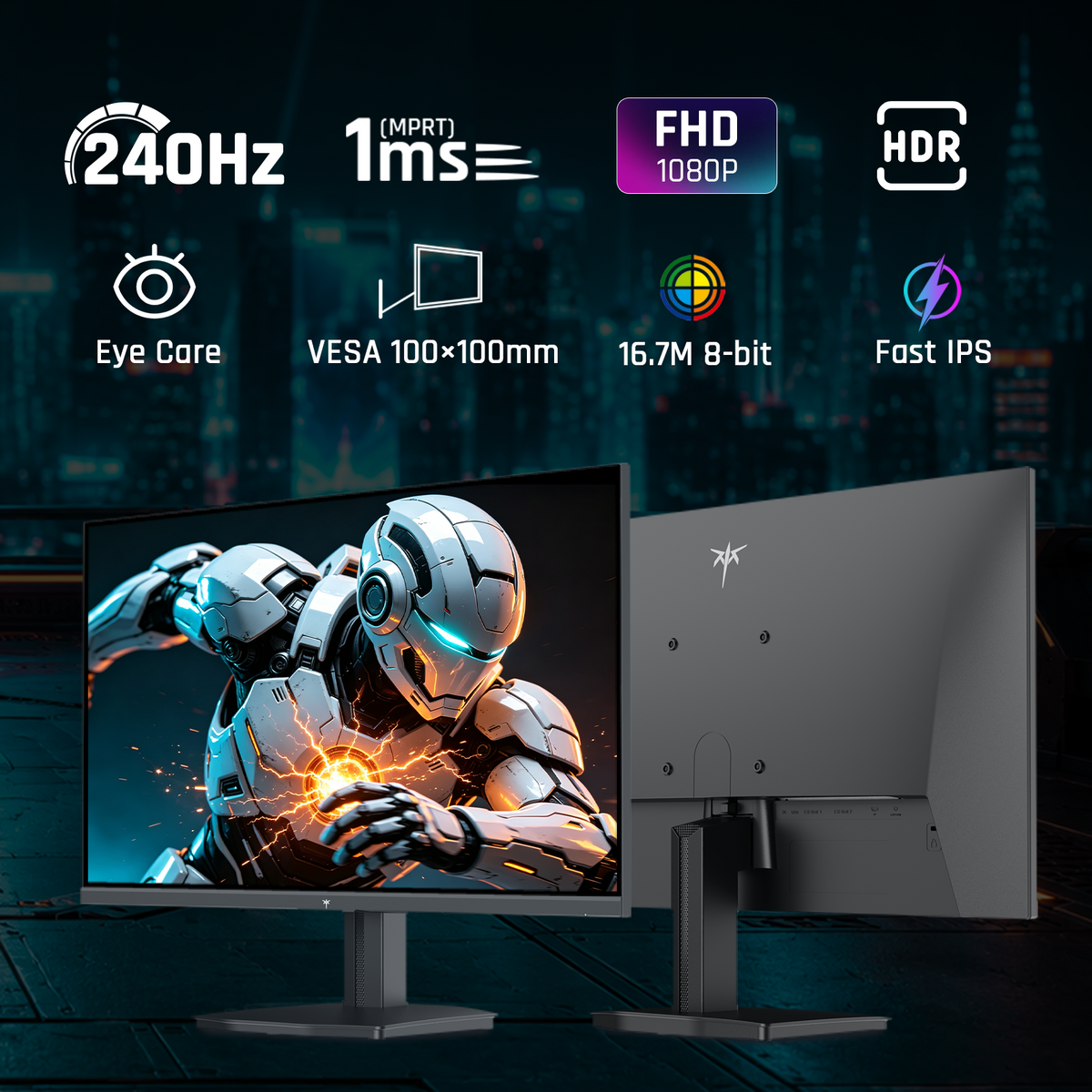KTC 24.5" FHD 240Hz 1ms Wall Mount Gaming Monitor | H25T7-A