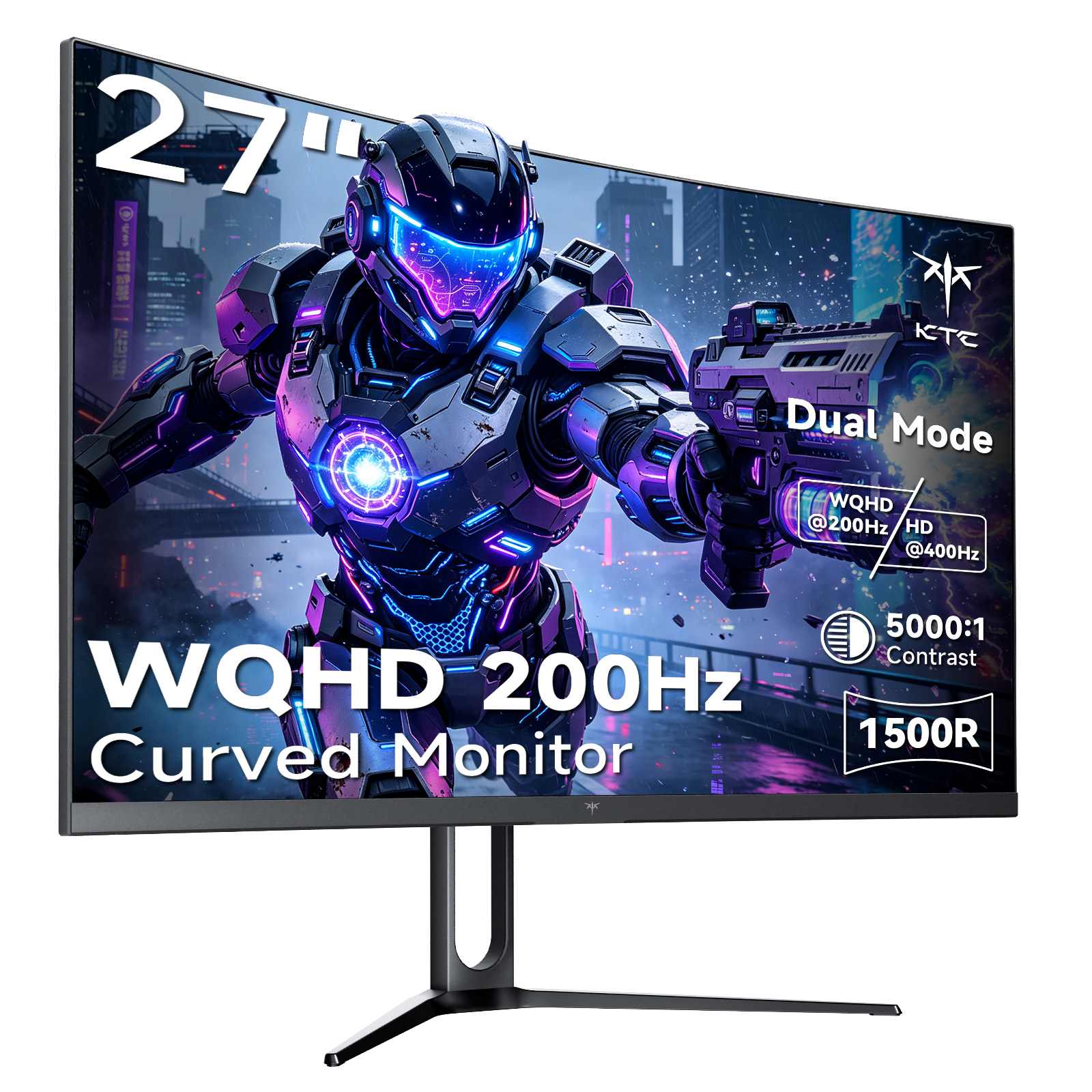 KTC 27" 2K 200Hz/HD 400Hz Dual Mode Curved Gaming Monitor | H27S5