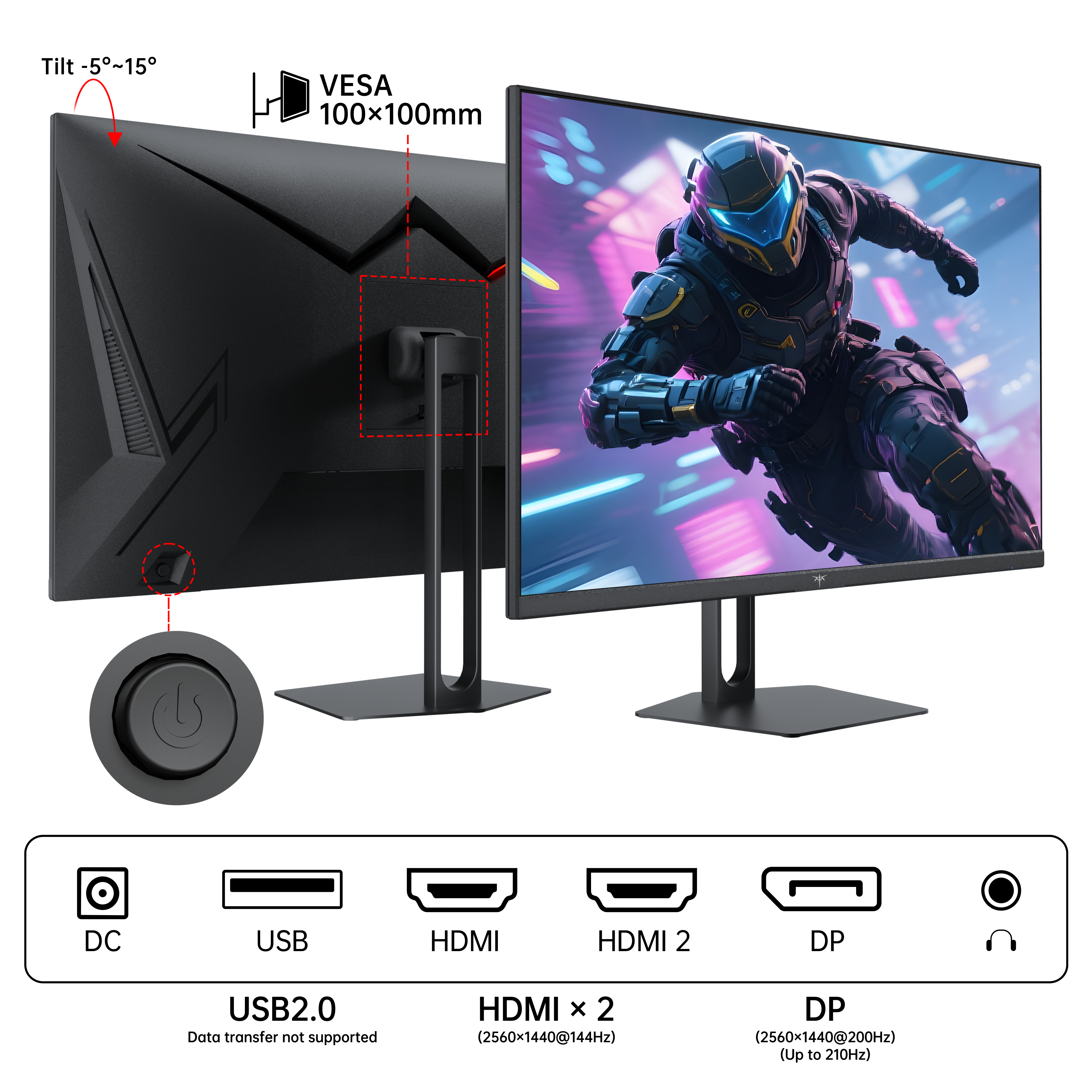 KTC 27-inch gaming monitor with a cyborg in a futuristic cityscape; perfect for esports players