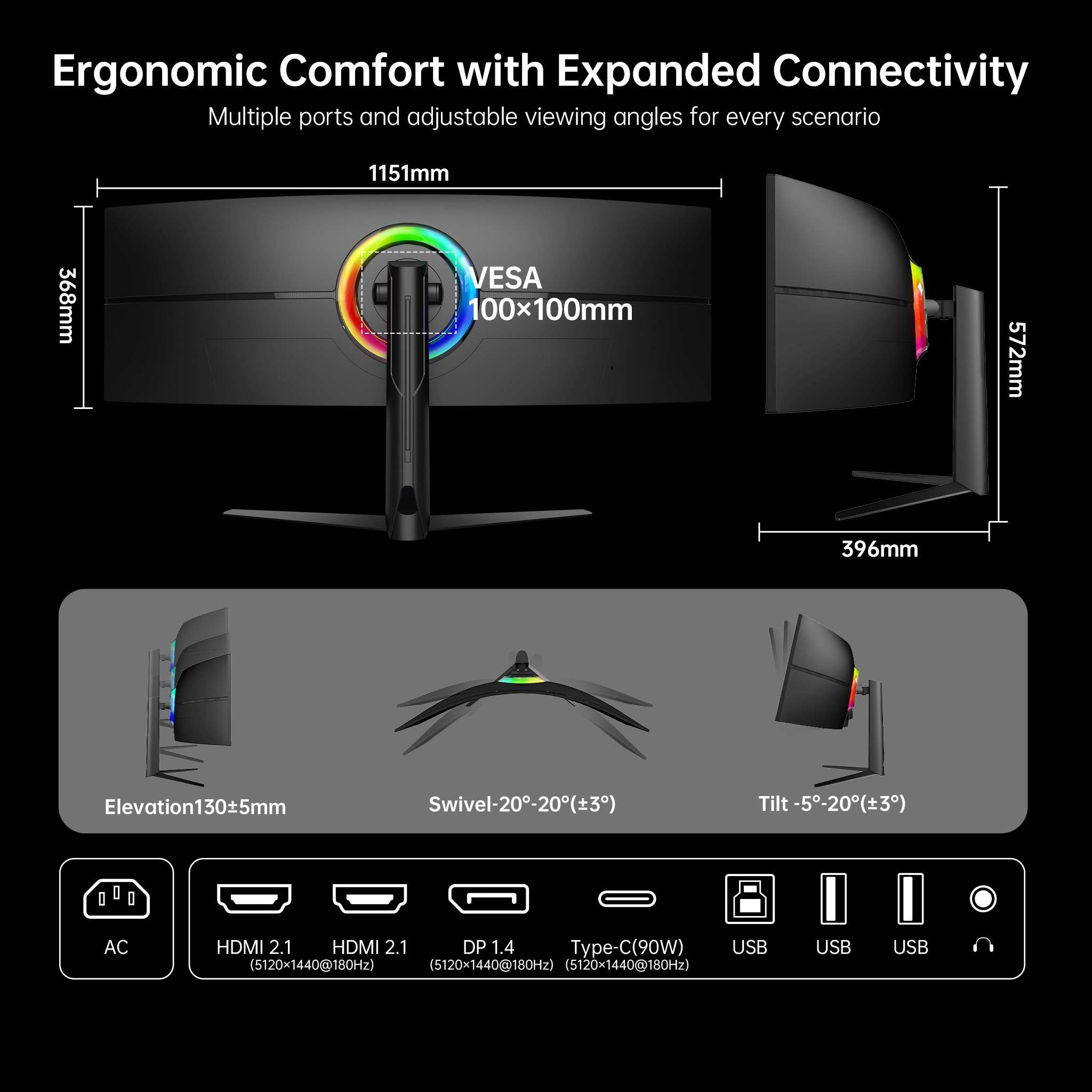 KTC 49" DQHD 180Hz 1000R Curved Gaming monitor丨H49S66