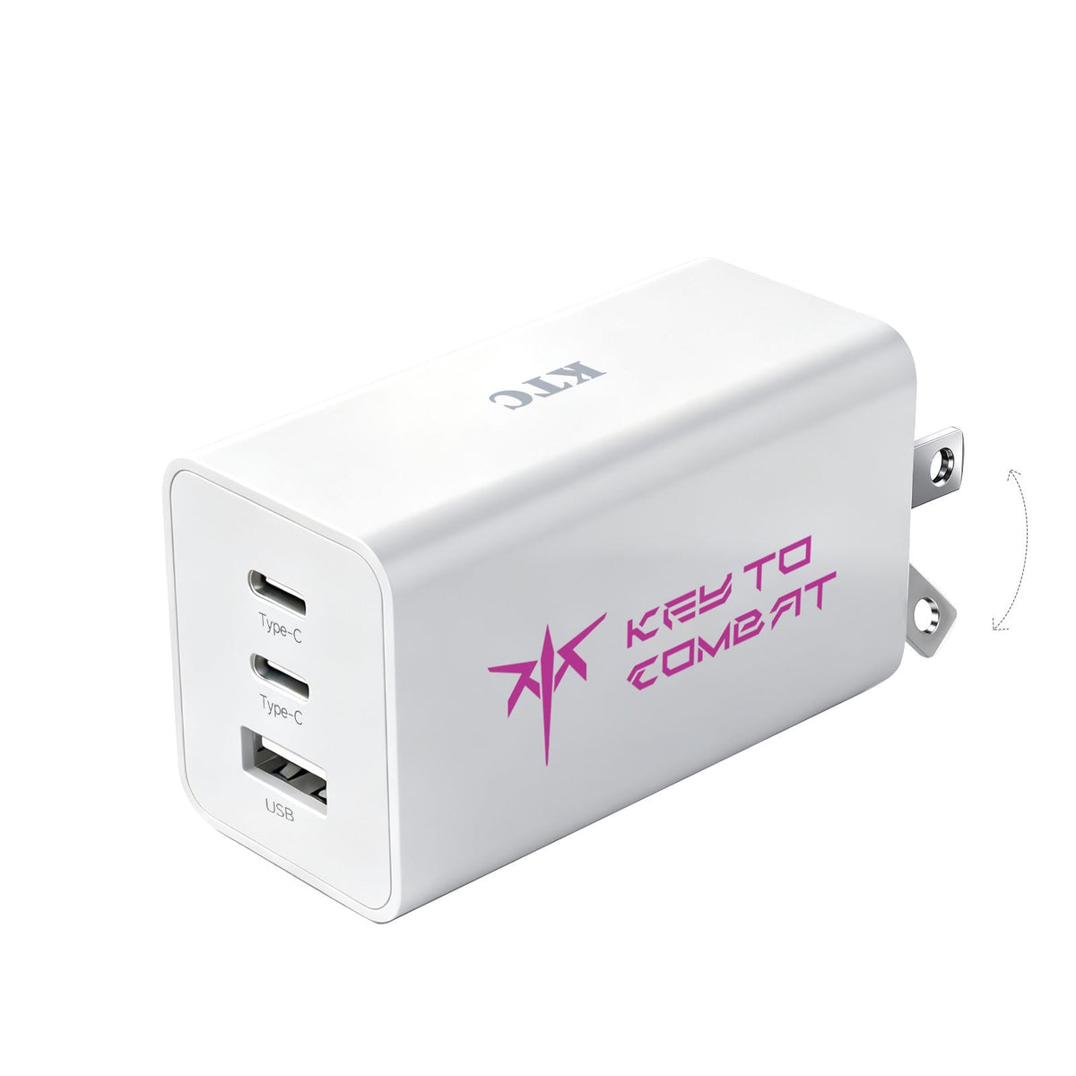 KTC 65W GaN USB-C Charger, 3-Port Fast Charger with Dual USB-C & USB-A
