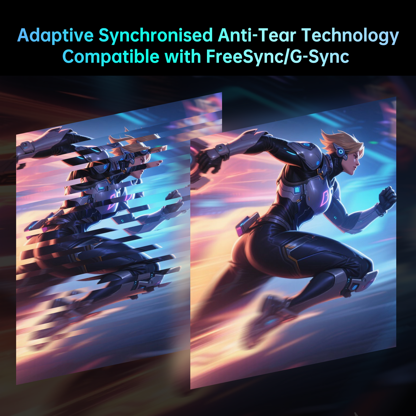 KTC gaming monitor with Adaptive Sync for smooth, tear-free visuals. Compatible with FreeSync/G-Sync.