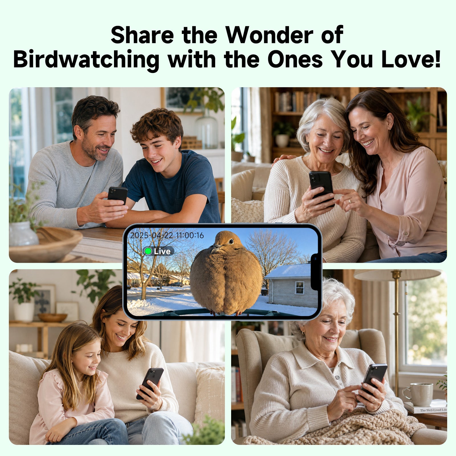 Smart Bird Feeder with 2K Camera & 11,000+ Bird Species AI - Solar Panel Included