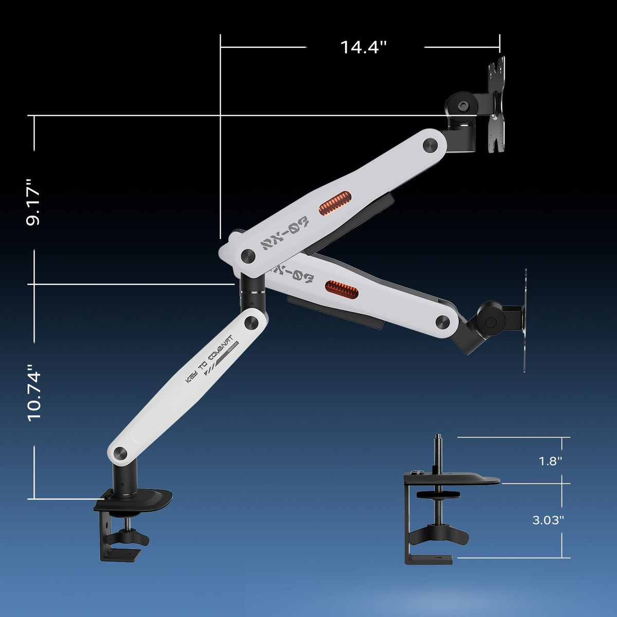 KTC Fully Adjustable Single Monitor Arm for 23.8"–42" Screens, Up to 19.8 lbs