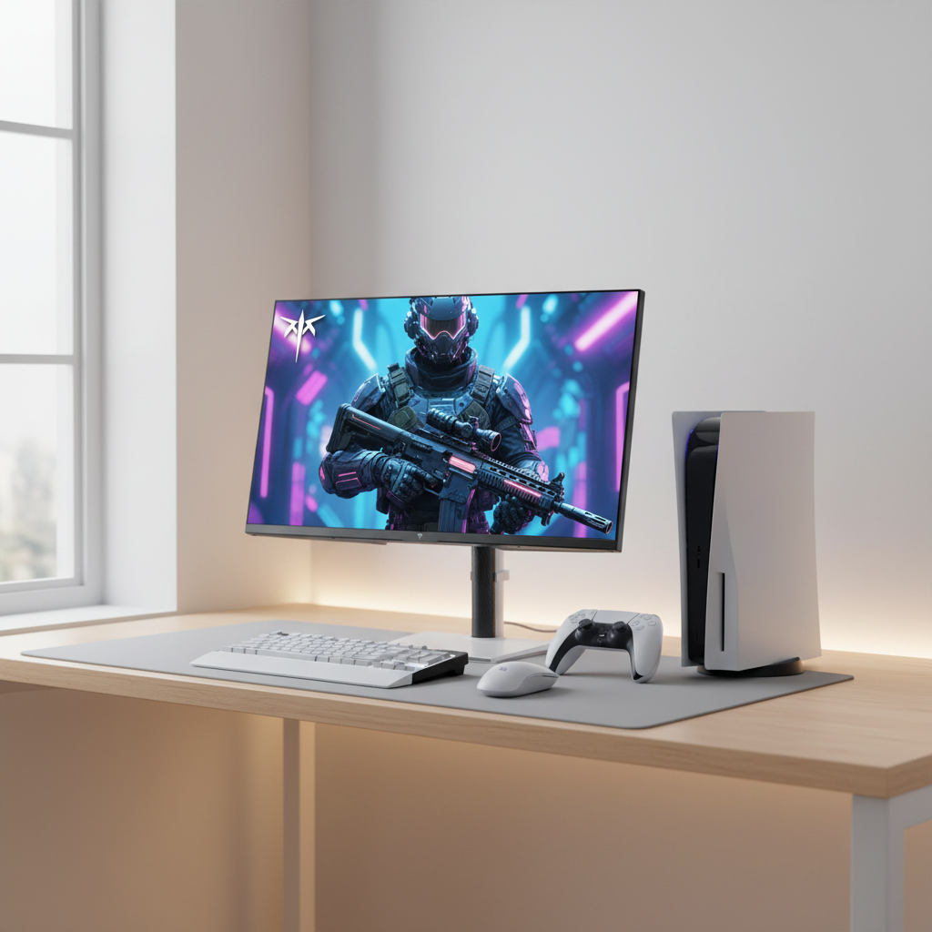 Living room to desk console gaming monitor setup