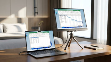 Above-Screen Portable Display Mounting for Travel and Compact Desks