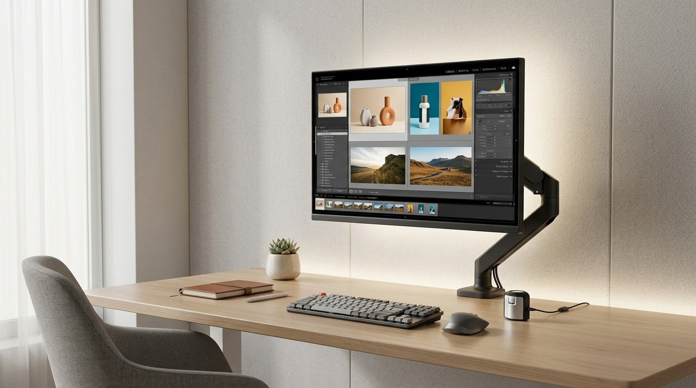 Professional color-accurate creative desk setup under $2000.