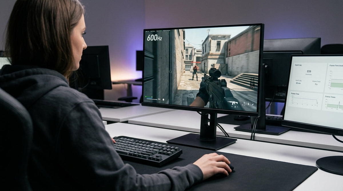 A competitive esports gaming monitor setup illustrating the 2026 refresh-rate ceiling debate.