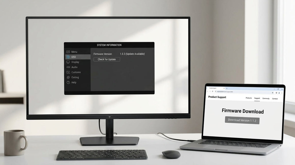 KTC monitor firmware update checklist with version check, safe flash, and verification steps