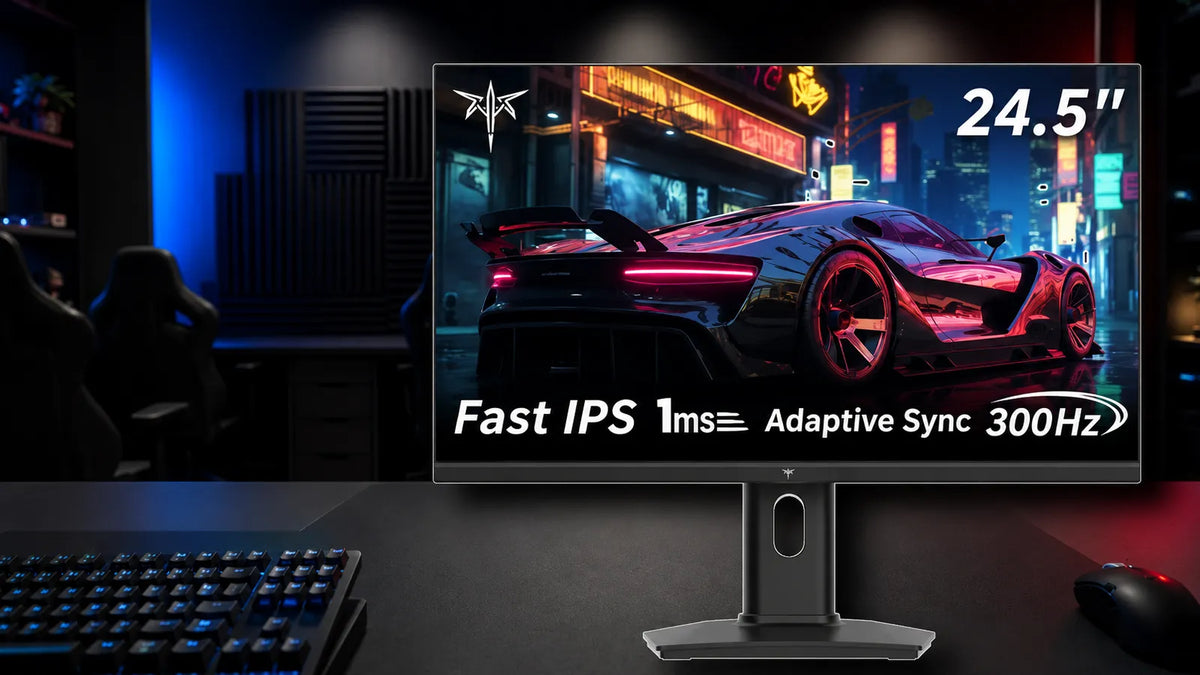 KTC H25Y7 high refresh rate gaming monitor shown as the main product in a focused high-refresh esports desk setup
