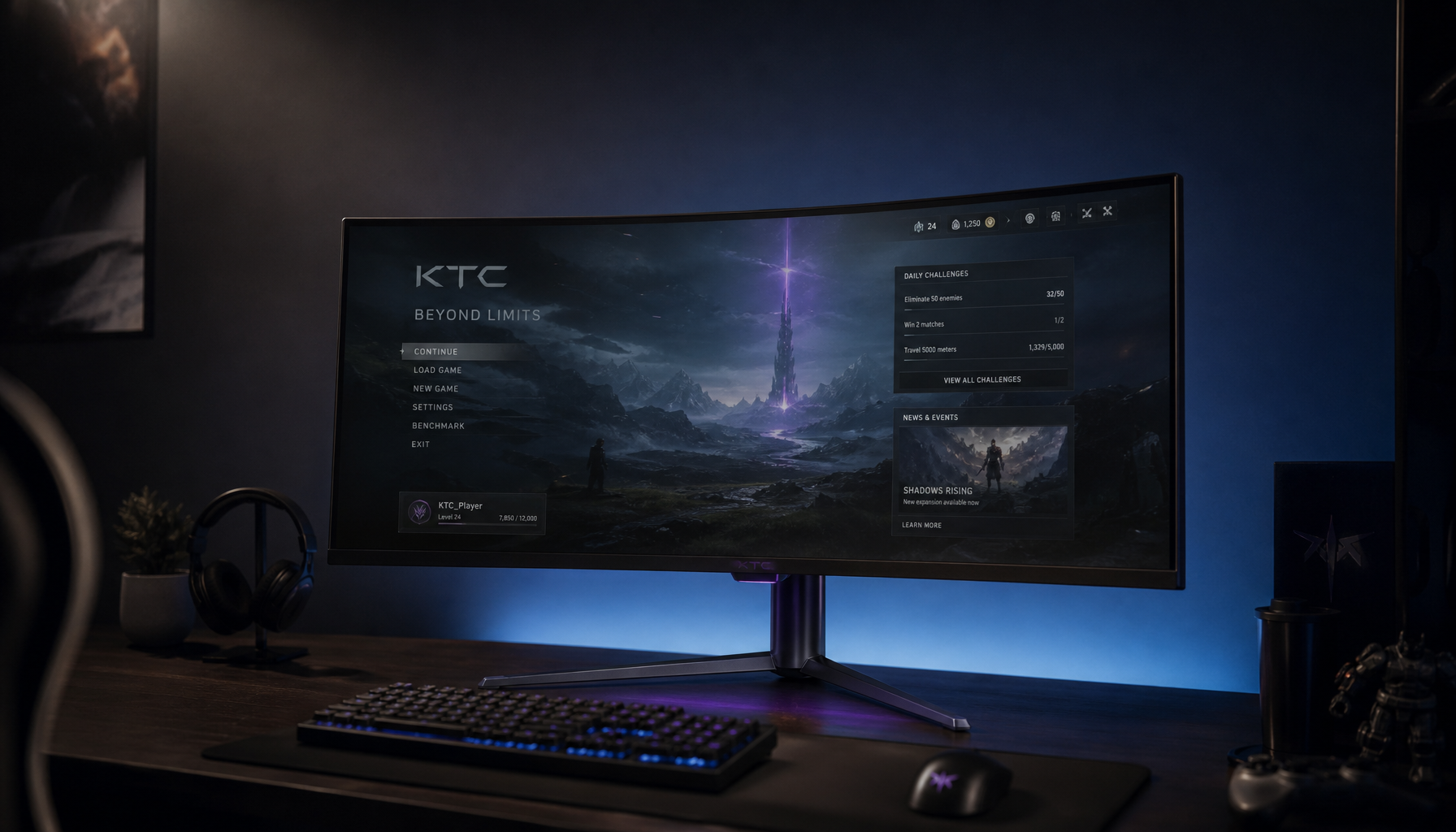 Gaming monitor displaying a dark scene with adaptive sync flicker visible at screen edges after a firmware update