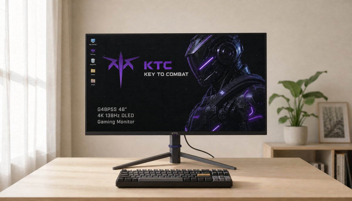 Gaming monitor displaying sharp native resolution on a clean desk setup