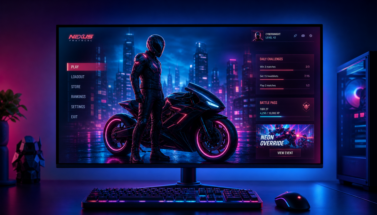 Gaming monitor showing color glow and backlight bleed on a high-brightness display in a dark room