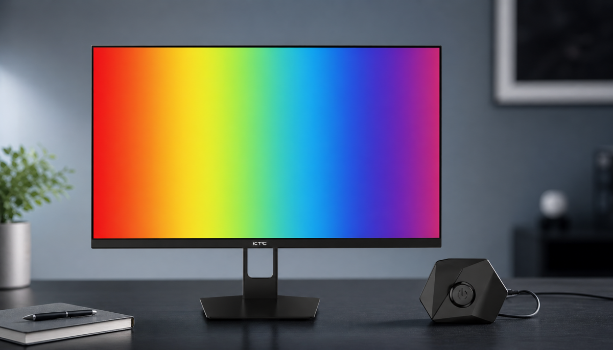 Gaming monitor with color calibration setup showing display hardware calibration workflow