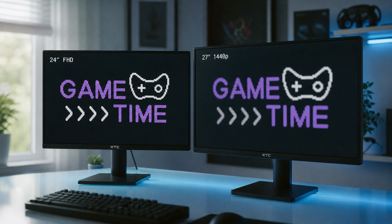 Side-by-side comparison of 1080p content on a native 1080p monitor versus upscaled on a 1440p display