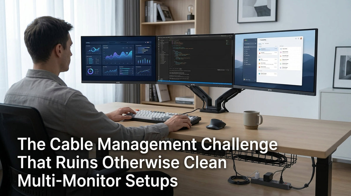 The Cable Management Challenge That Ruins Otherwise Clean Multi-Monitor Setups