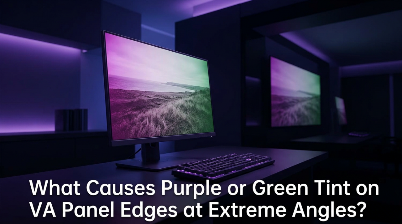 What Causes Purple or Green Tint on VA Panel Edges at Extreme Angles?