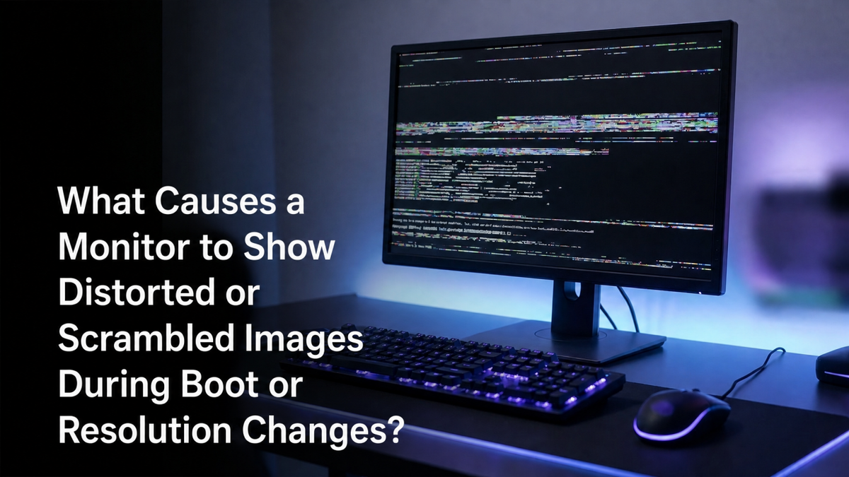 What Causes a Monitor to Show Distorted or Scrambled Images During Boot or Resolution Changes?