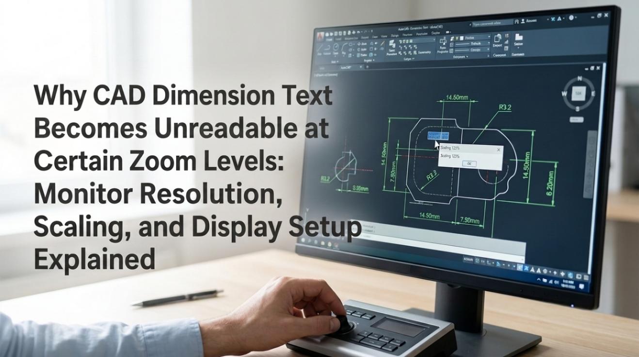 Why CAD Dimension Text Becomes Unreadable at Certain Zoom Levels: Monitor Resolution, Scaling, and Display Setup Explained