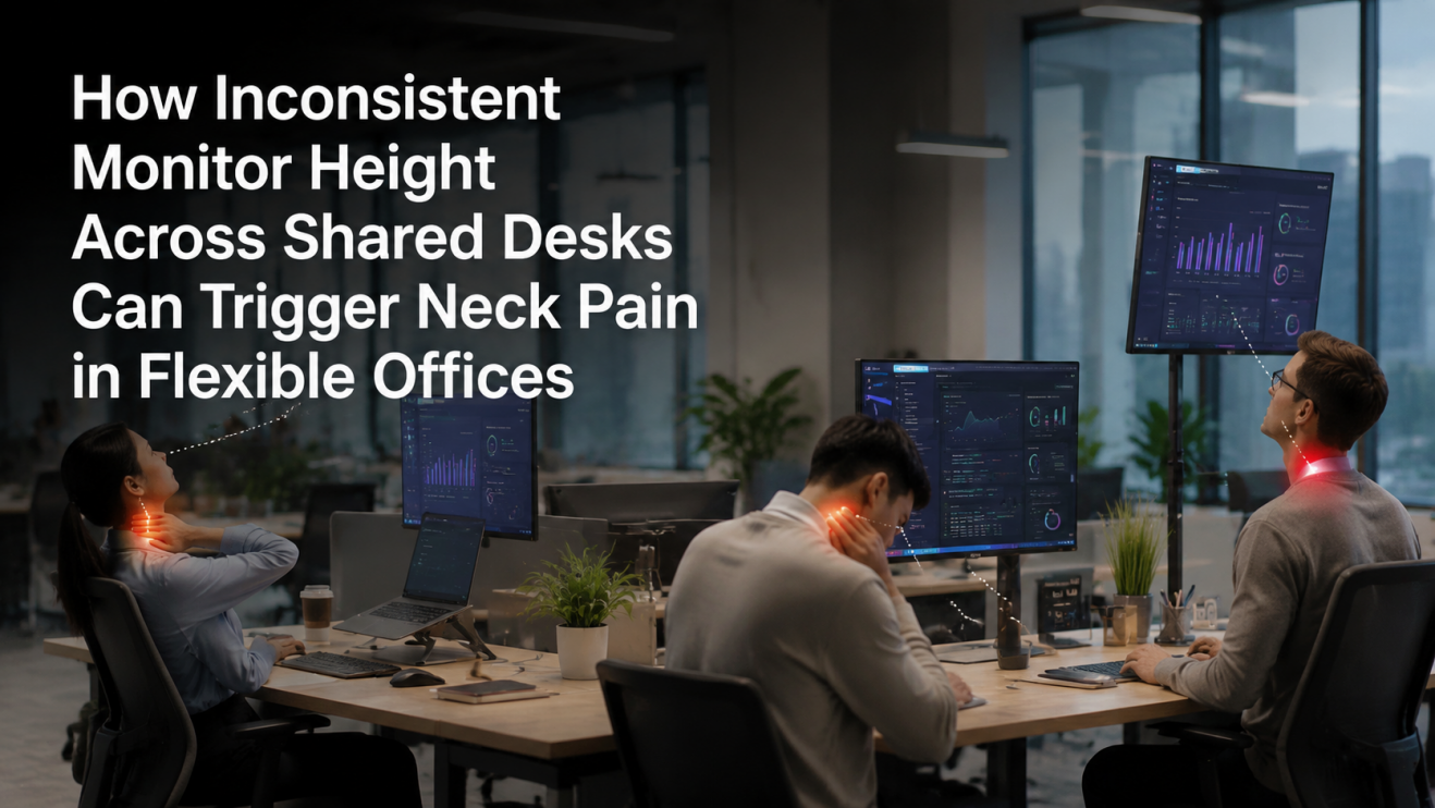 How Inconsistent Monitor Height Across Shared Desks Can Trigger Neck Pain in Flexible Offices