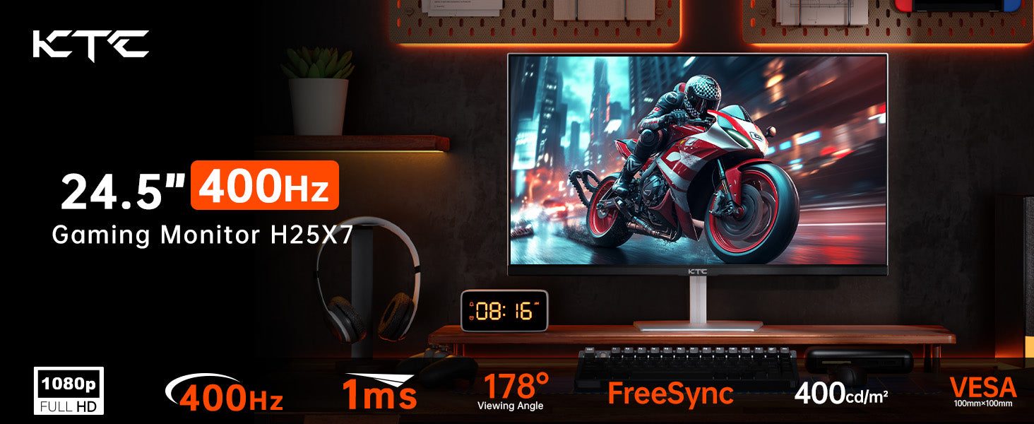 KTC 24.5 inch 360Hz/400Hz OC Fast IPS FHD Gaming Monitor HDR 400 | H25