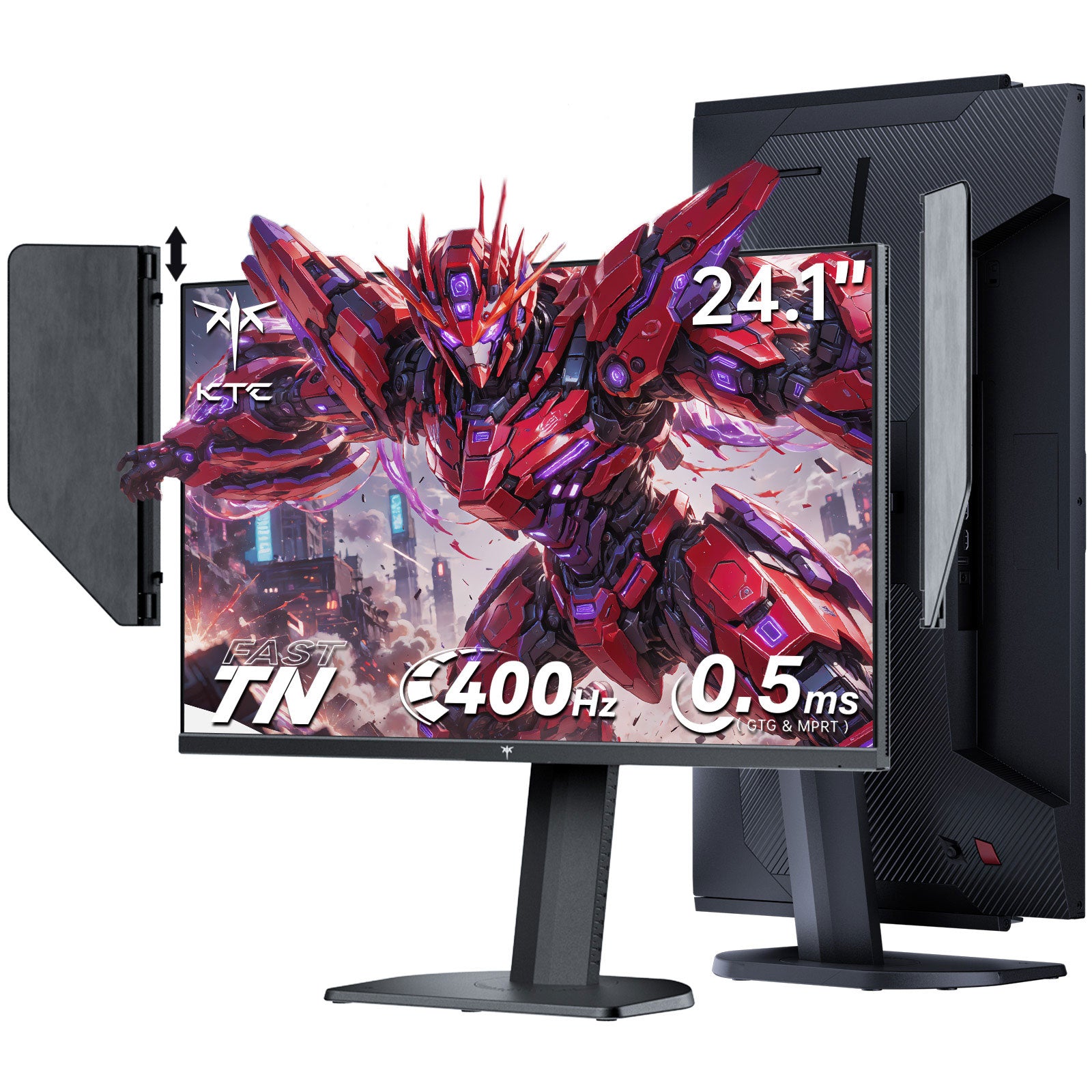 KTC 24.1-inch FHD gaming monitor with shielding hood, slim black design