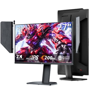 27-inch 2K gaming monitor with detachable side shields, slim bezel, and adjustable stand