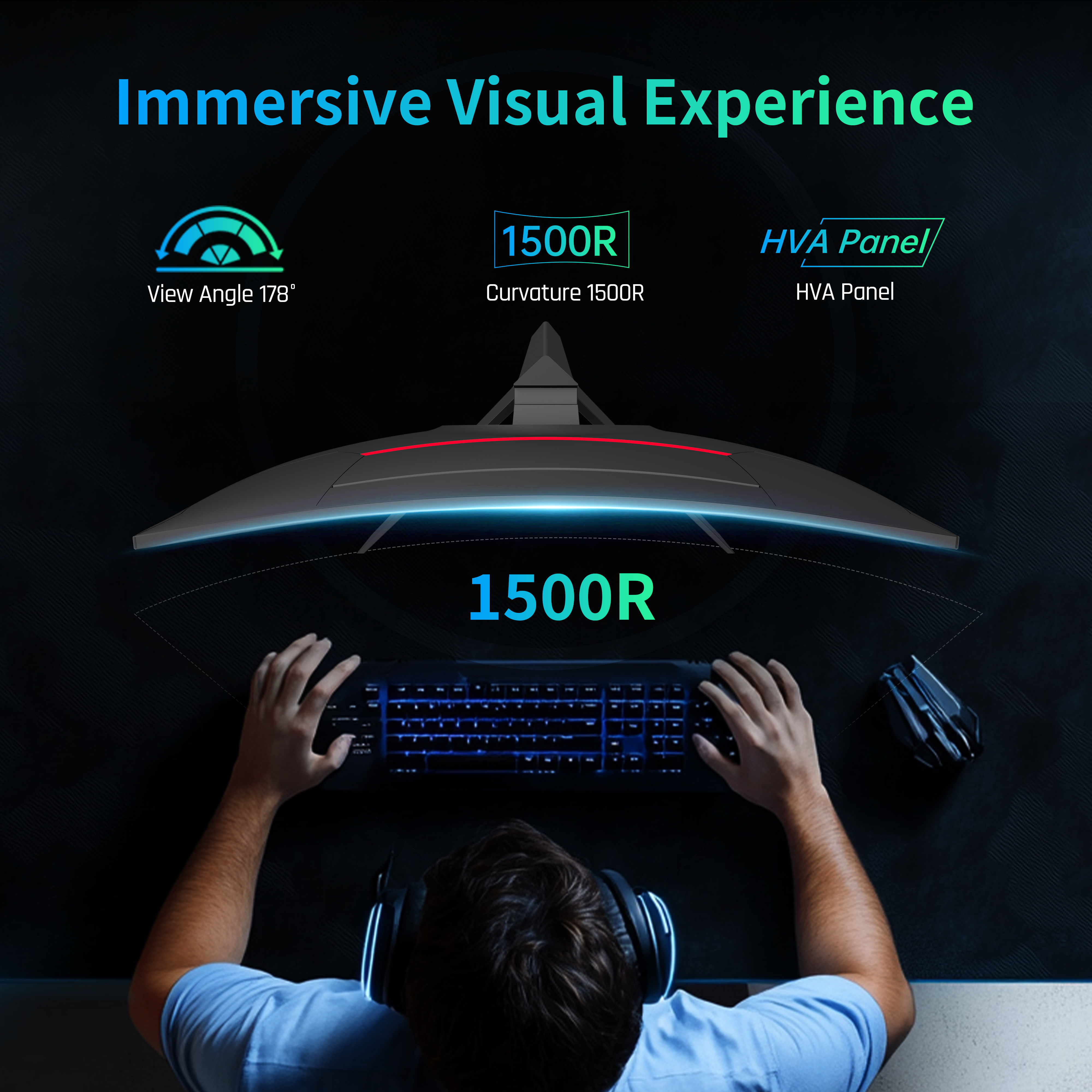 KTC 27 inch 180Hz 2K Curved Gaming Monitor fast response for