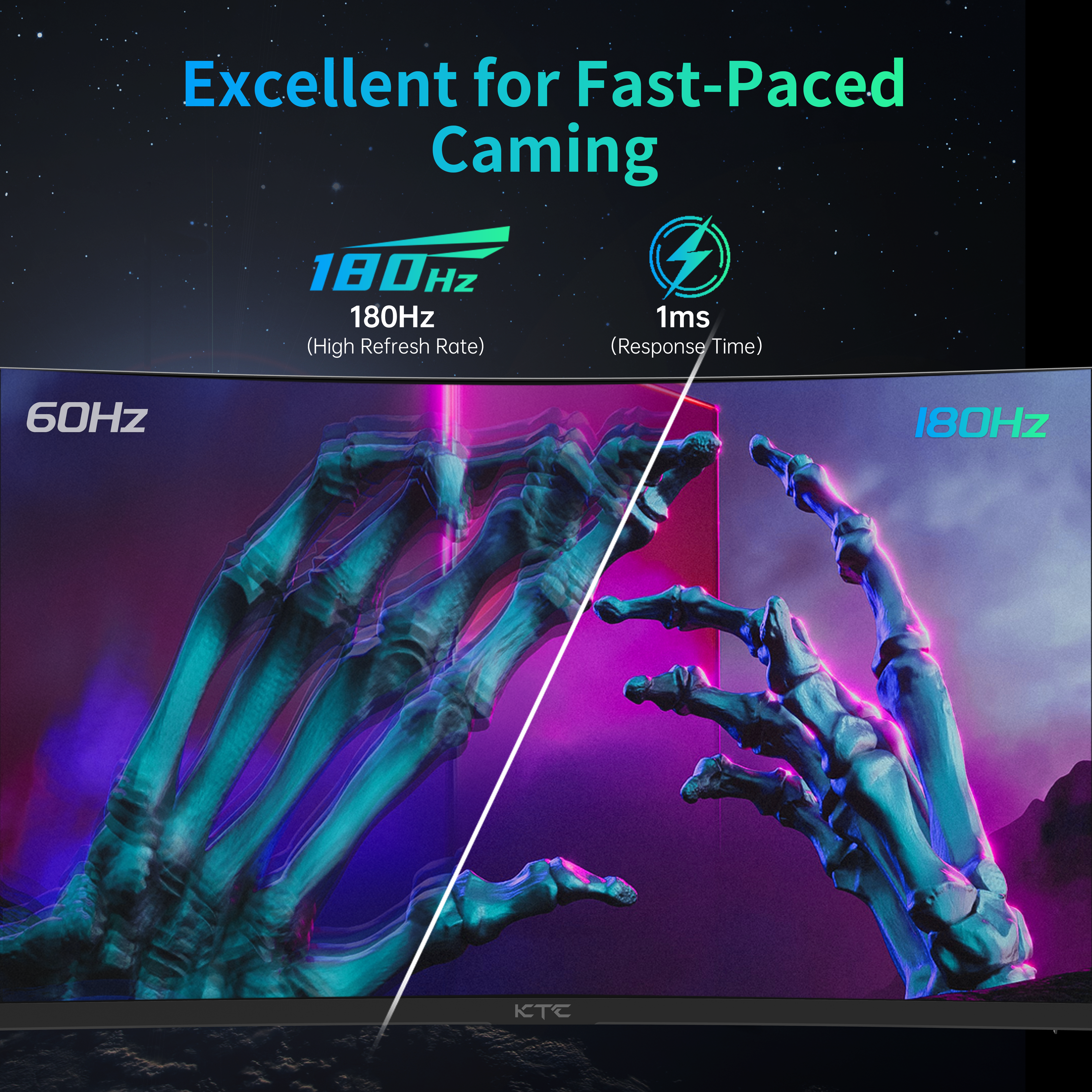 KTC 27 inch 180Hz 2K Curved Gaming Monitor fast response for