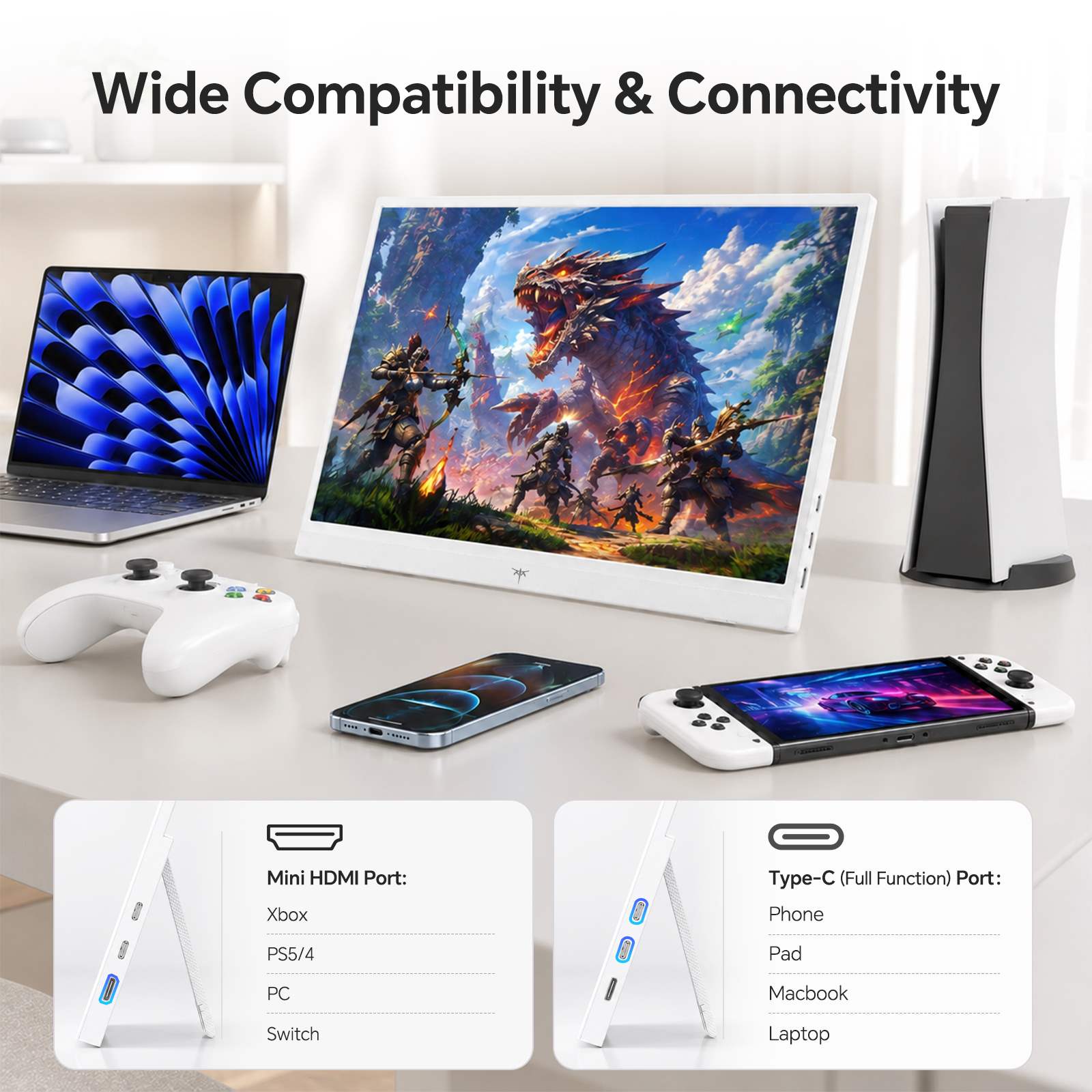 KTC 15.6" FHD HDMI Portable Travel Monitor with Built-in Speakers丨H15F8