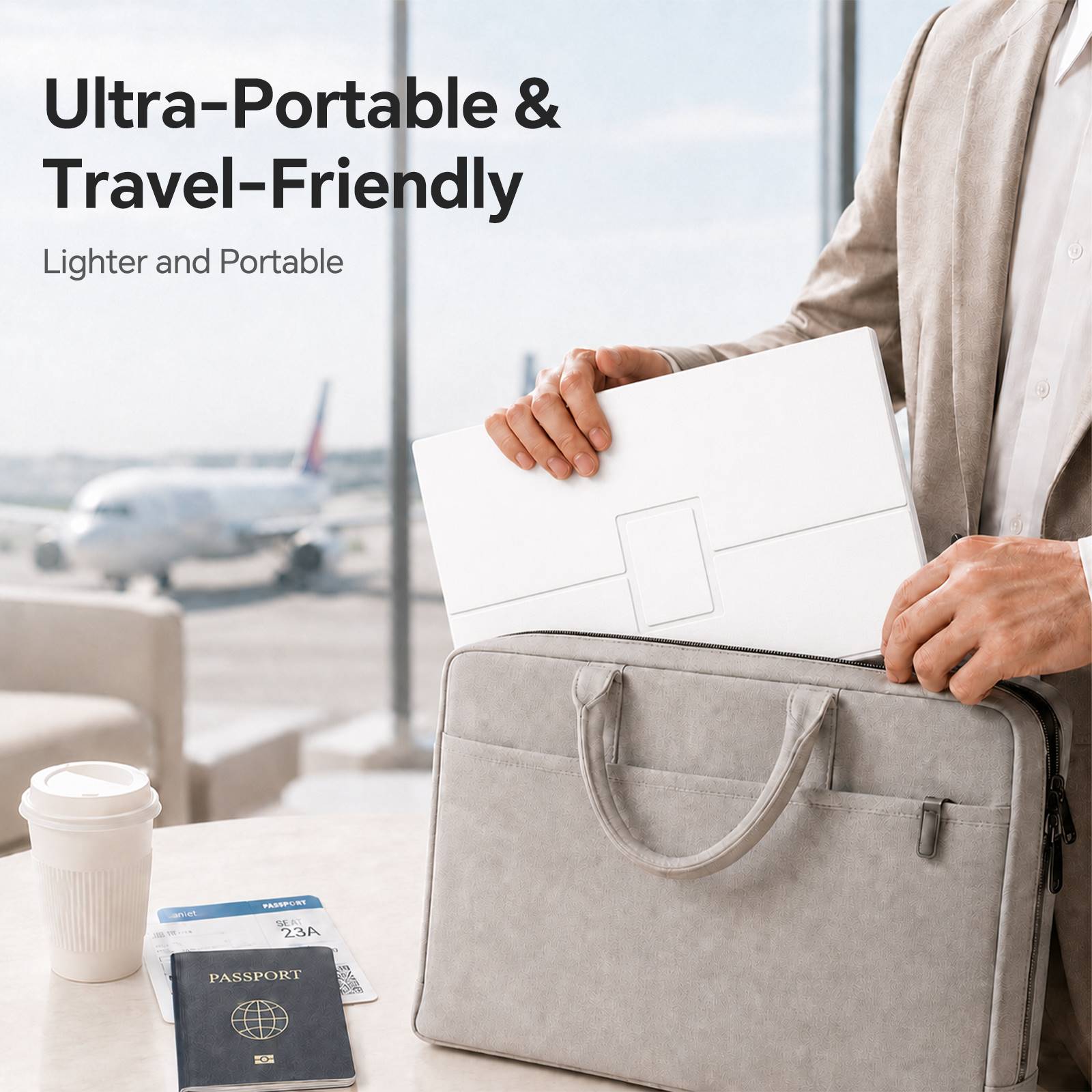 KTC 15.6-inch FHD portable travel monitor with slim black bezel and built-in speakers