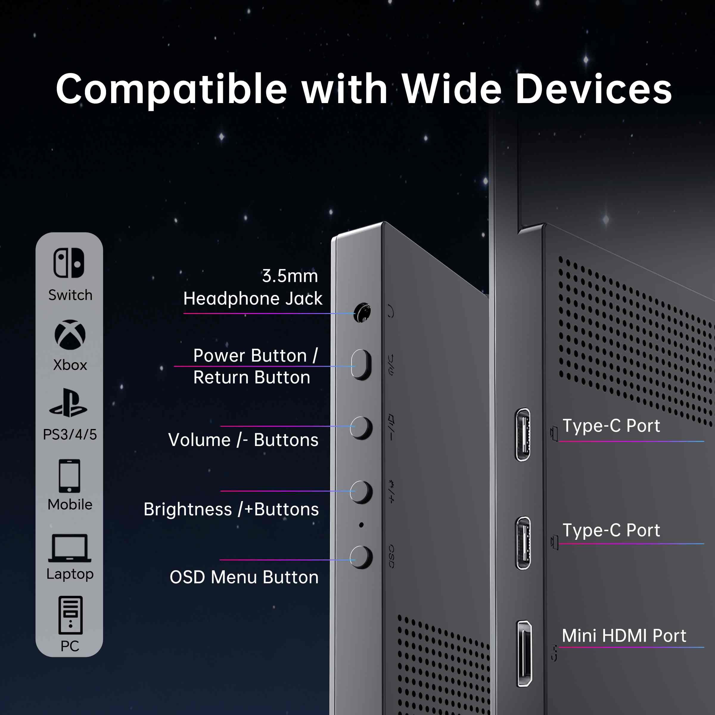 KTC 15.6" FHD HDMI Portable Travel Monitor with Built-in Speakers丨H15F9