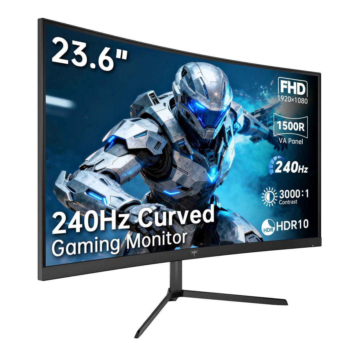 KTC 24-inch curved gaming monitor with 240Hz and 1ms response, black slim-bezel design