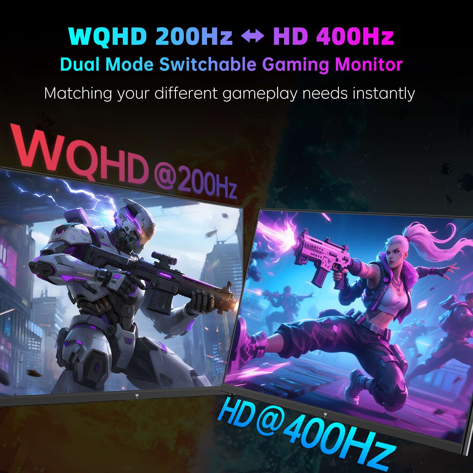 KTC 27" 2K 200Hz/HD 400Hz Dual Mode Curved Gaming Monitor | H27S5