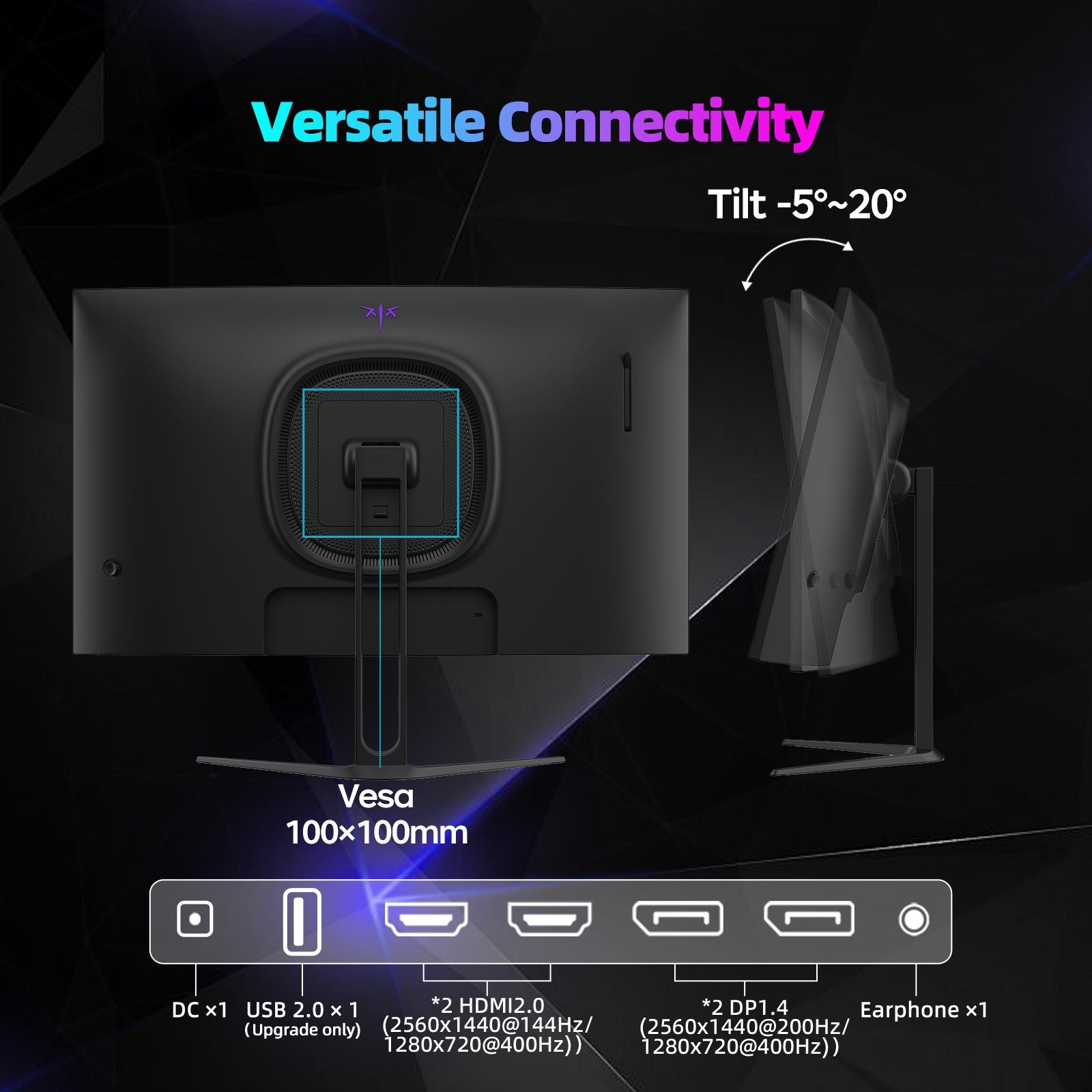 KTC 27" 2K 200Hz/HD 400Hz Dual Mode Curved Gaming Monitor | H27S5